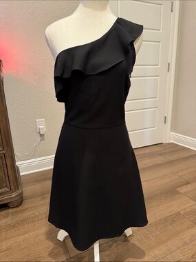 Banana Republic Black One-Shoulder Ruffle Dress